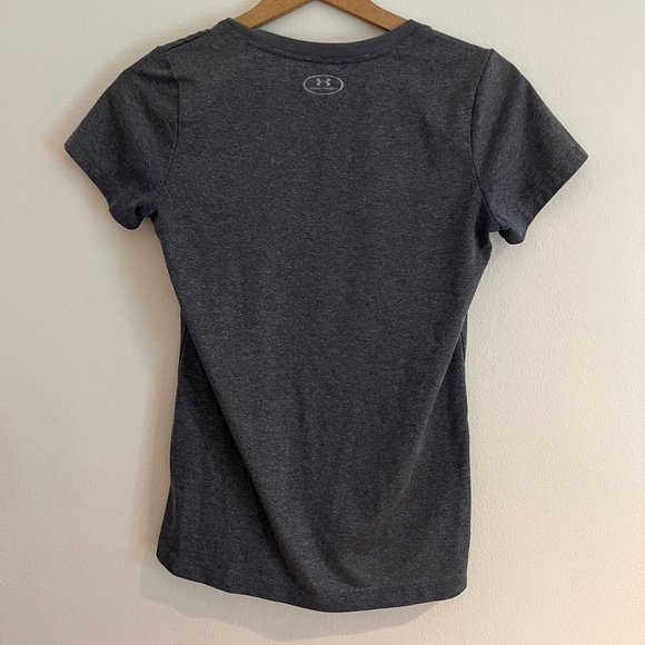 Under Armour Short Sleeve V-Neck Exercise T-Shirt, Size XS, Gray - Picture 2 of 3